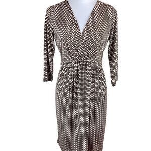 Motherhood Maternity Brown And White 3/4 Sleeve Dress, Size S